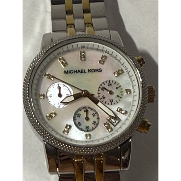 Michael Kors Women\'s Pearl Dial 2 Tone Stainless Steel Watch MK5057 *Needs Batt. main image 11